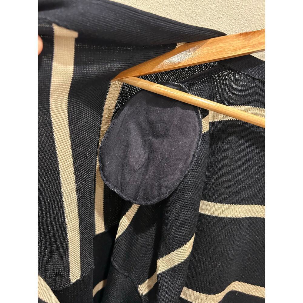Jones New York Silk/Wool Blend striped navy v beck button down cardigan SZ L - Picture 5 of 6